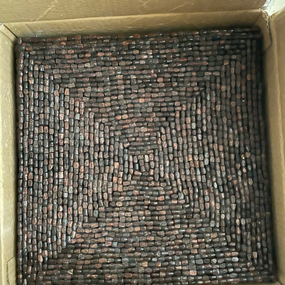 Z Gallerie Wood Beaded Dining Placemats Chargers Brown - Like New - Set of 5